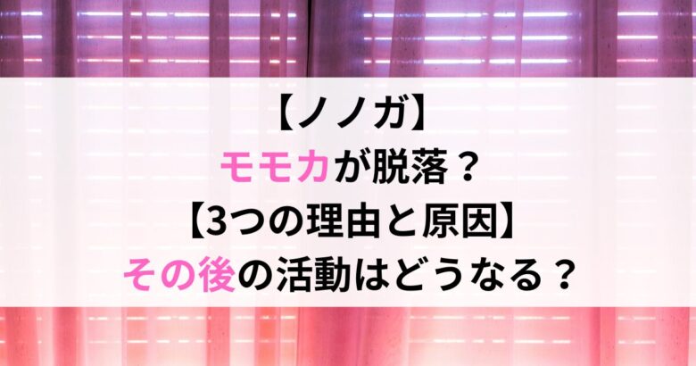 【ノノガ】 モモカが脱落？ 【3つの理由と原因】 その後の活動はどうなる？